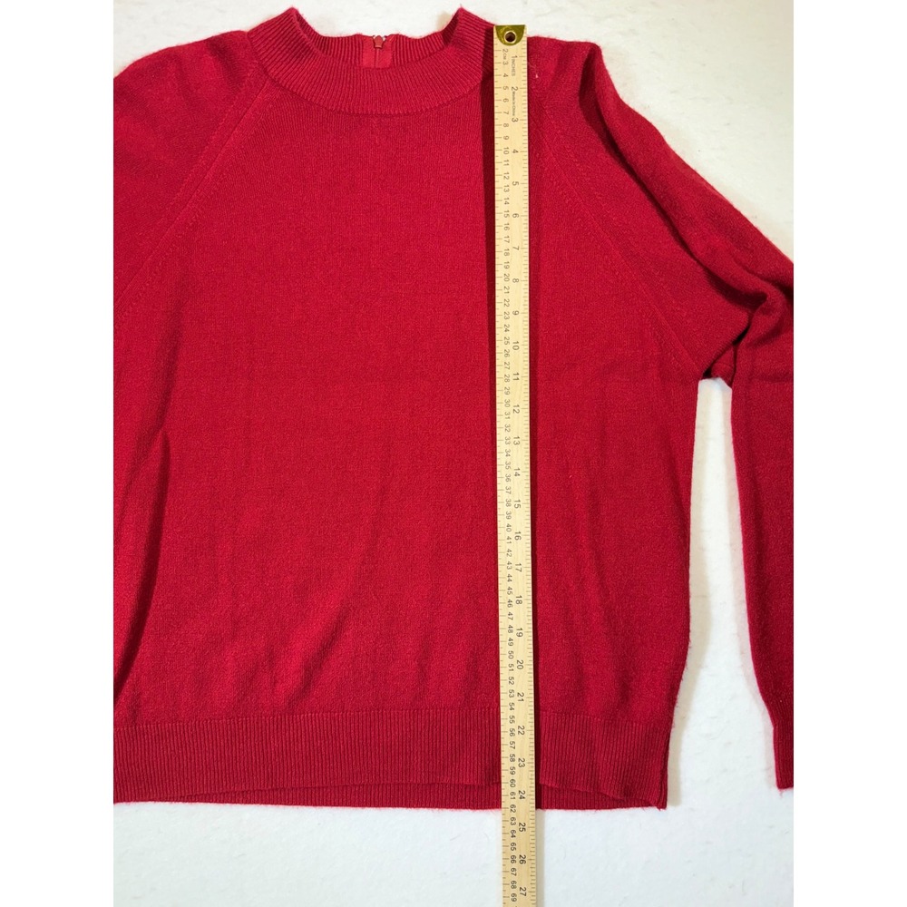 Bright Red Mock Neck Sweater Long Sleeve Pullover Top Women - Picture 4 of 4